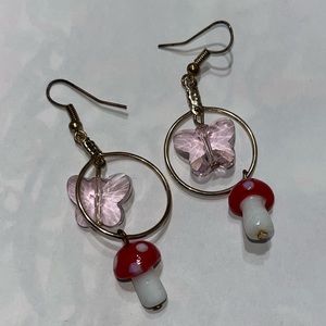 Mushroom butterfly earrings